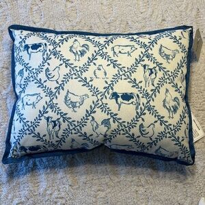 Red Shed Blue and White Farm Animal Pillow 18 X 14